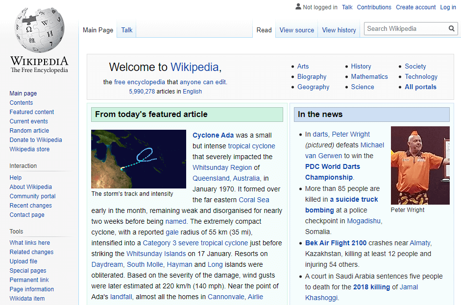 Bara laterală a Wikipedia.