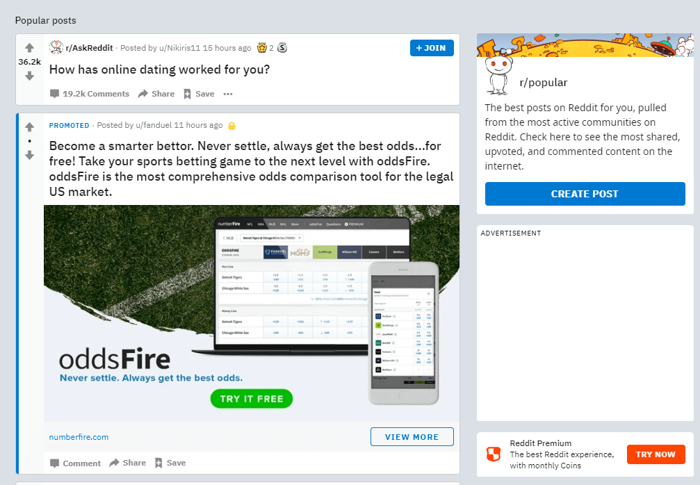 Bara laterală Reddit.