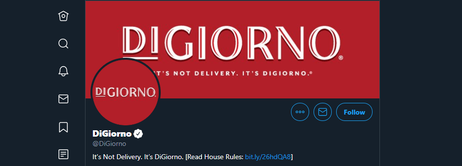 Contul Twitter al DiGiorno Pizza.