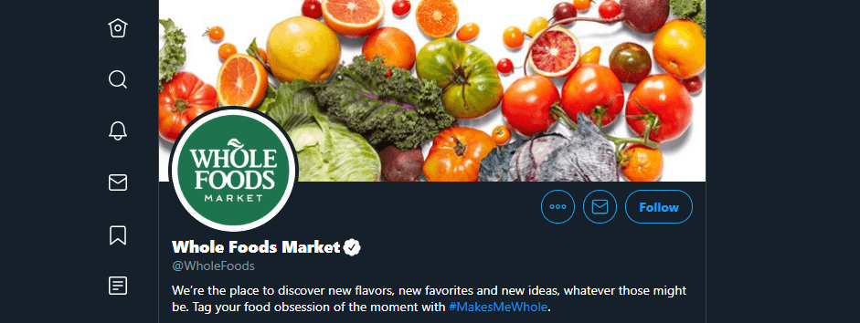Contul Twitter al Whole Foods Market.