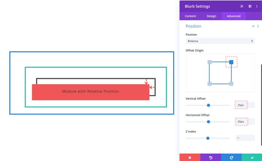 Poziția relativă în Divi
