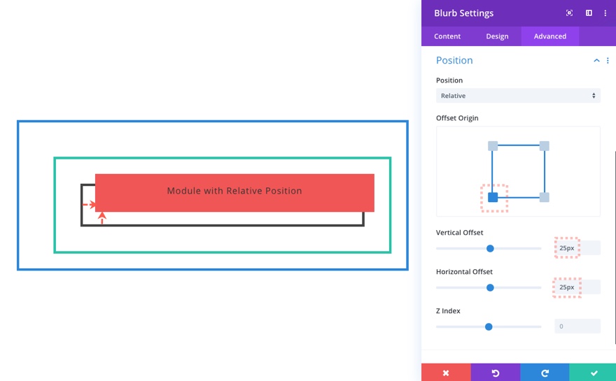 Poziția relativă în Divi