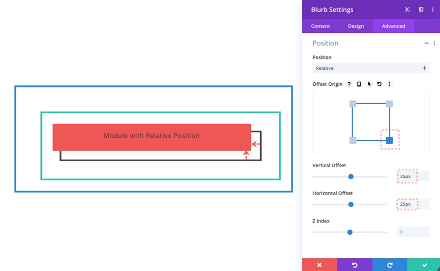 Poziția relativă în Divi