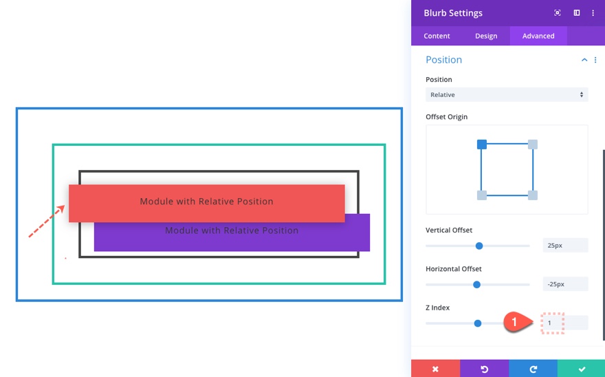 Poziția relativă în Divi
