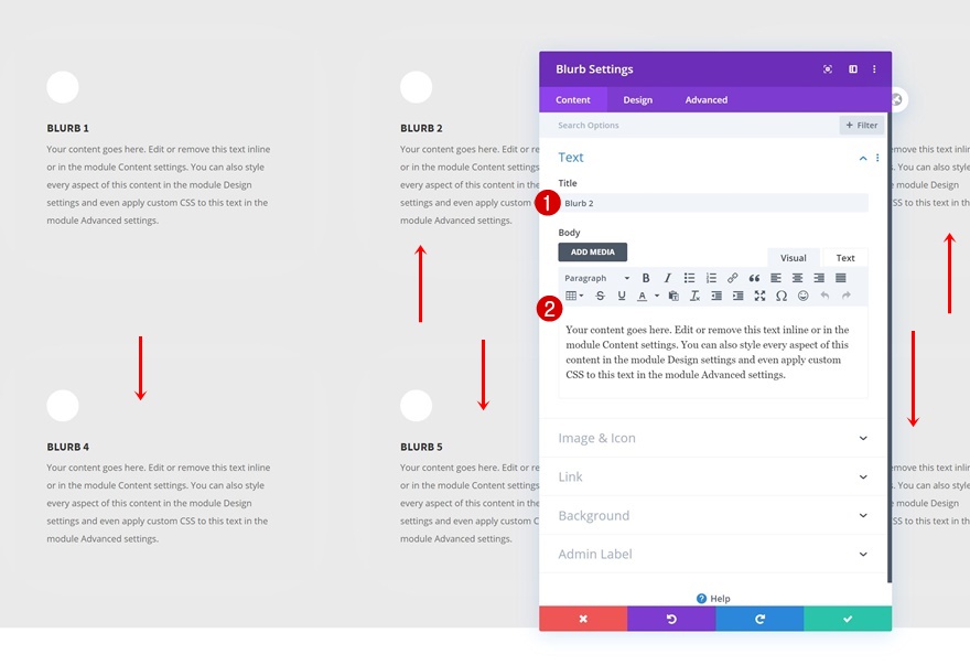 modul de blurb planat