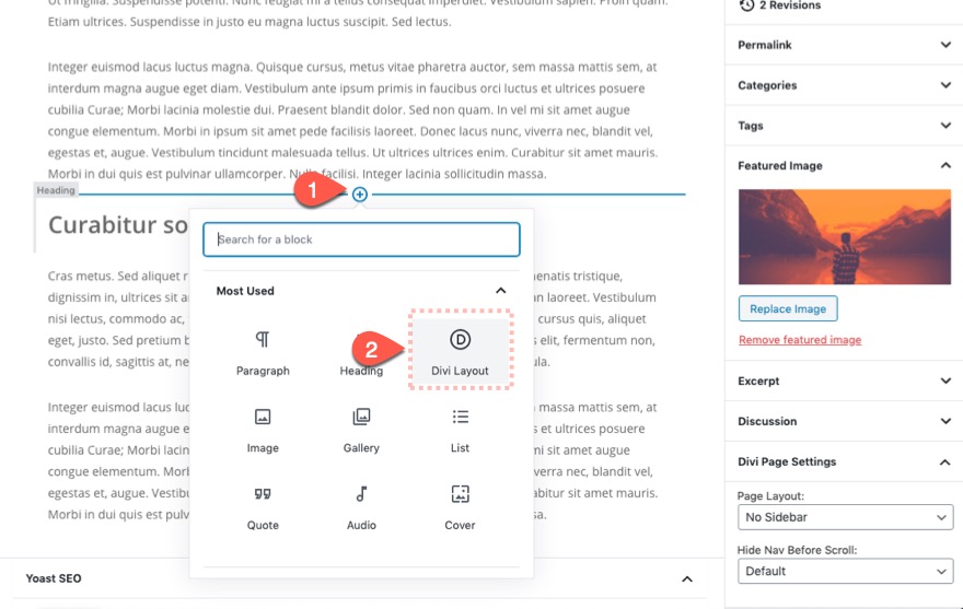 Gutenberg Divi E-posta Seçeneği