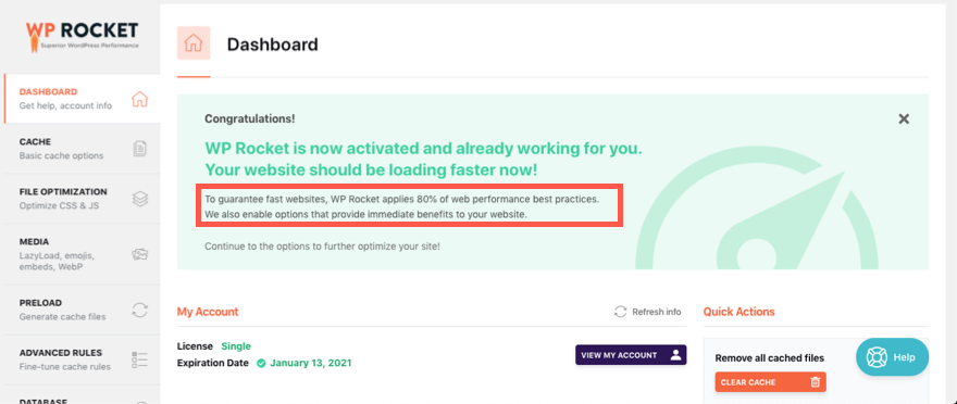 Plugin Caching Roket WP