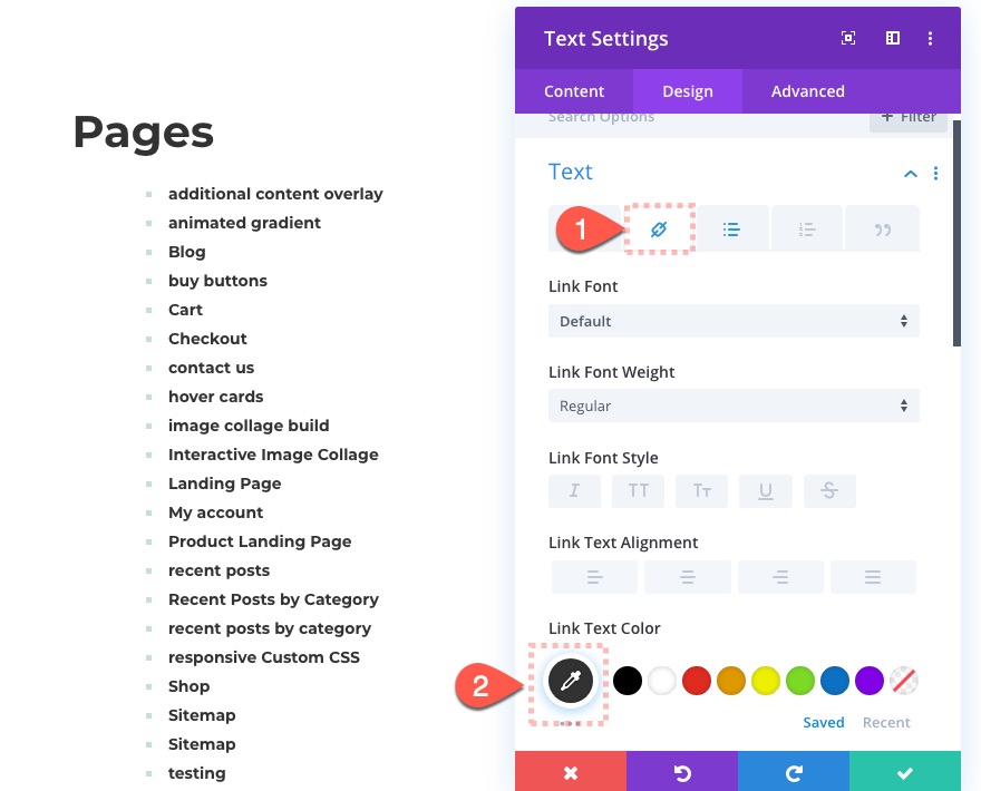 Divi html หน้าแผนผังเว็บไซต์