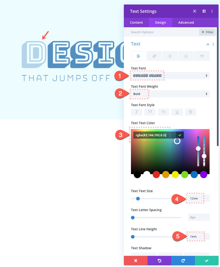 empiler et animer du texte lors du défilement dans Divi