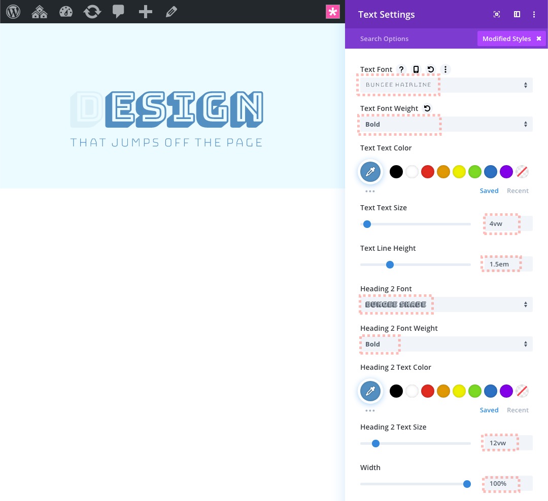 empiler et animer du texte lors du défilement dans Divi