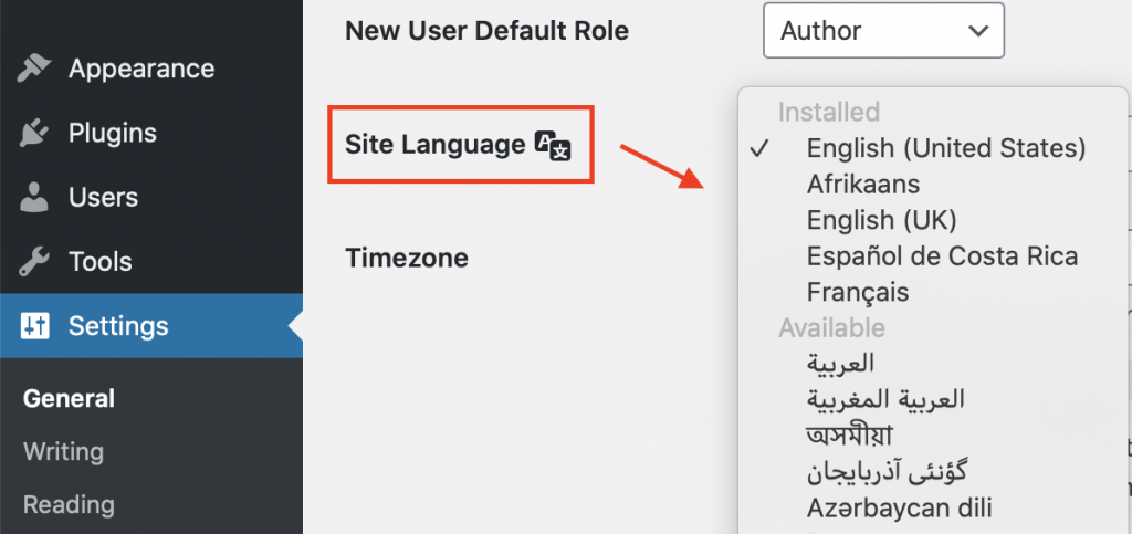 ปลั๊กอิน wordpress ภาษาที่ต้องการ