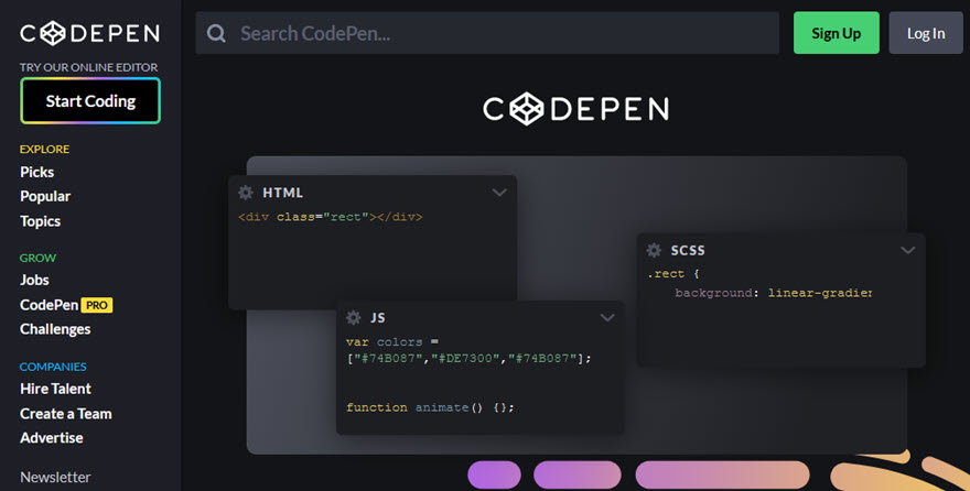 Онлайн-редактор кода Code Pen