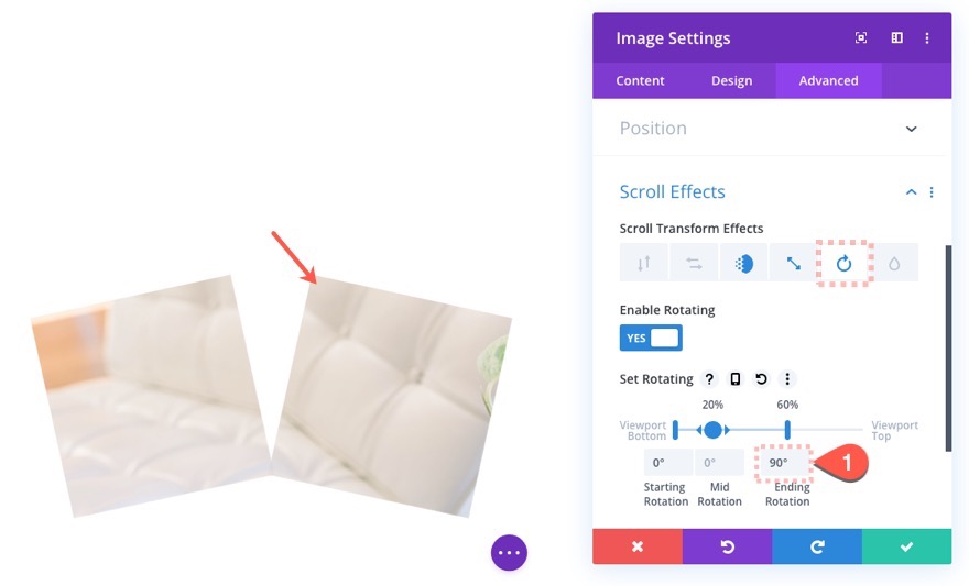 transizione dell'immagine staccata