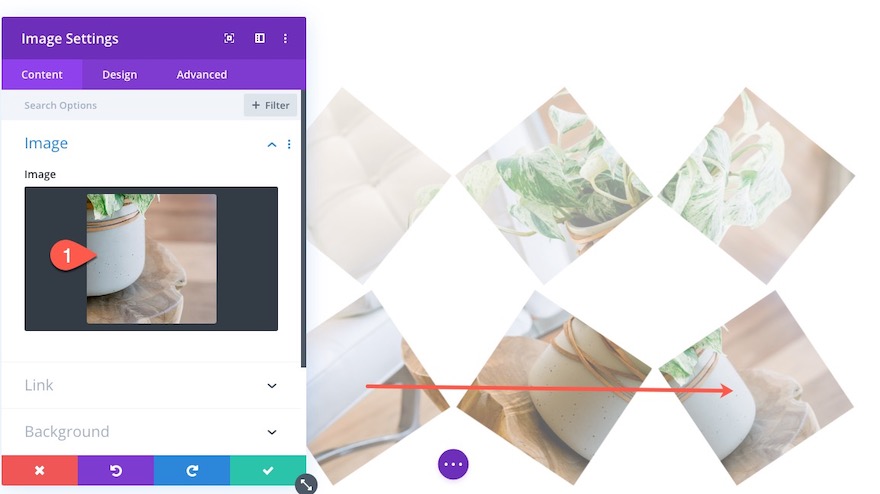 transizione dell'immagine staccata