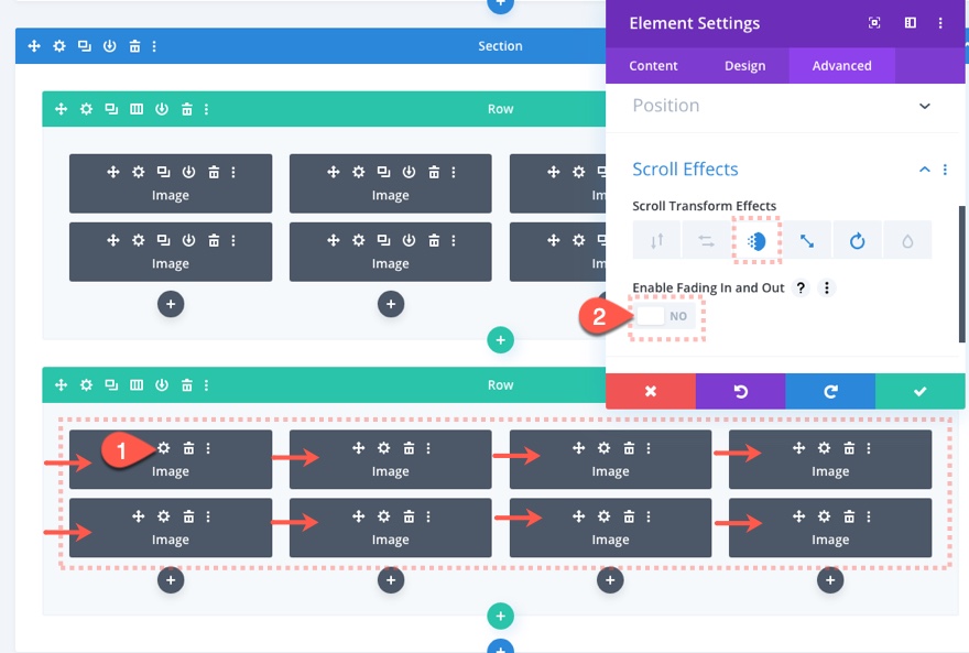 transizione dell'immagine staccata