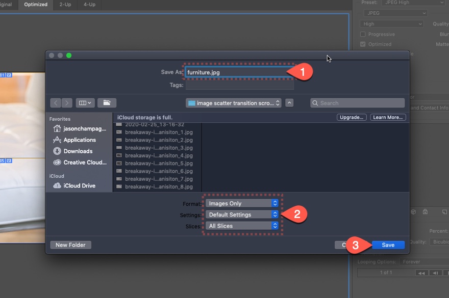 transizione dell'immagine staccata