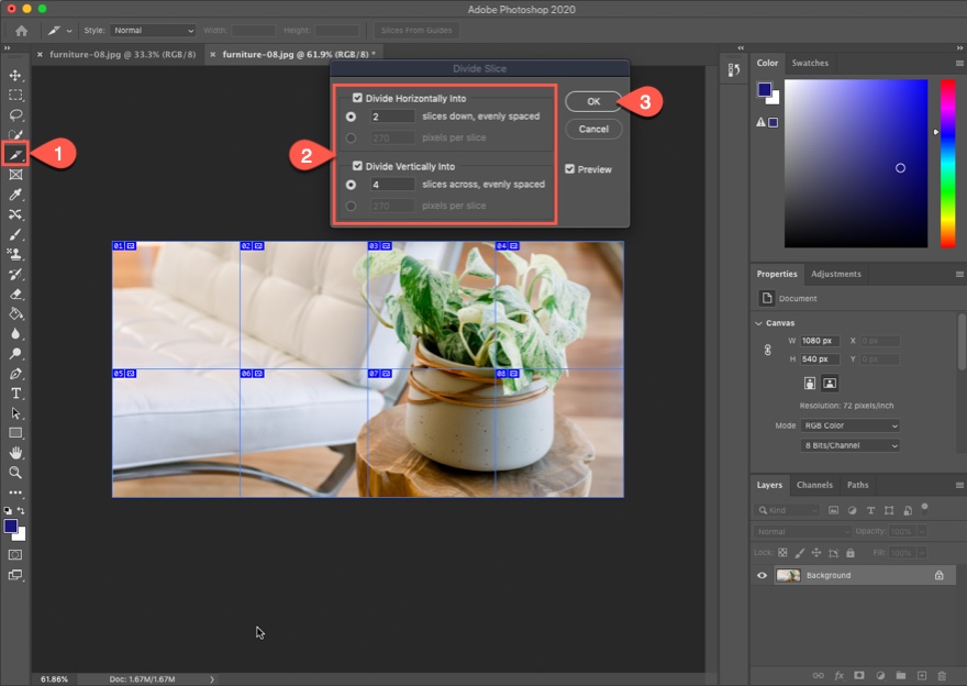 transizione dell'immagine staccata