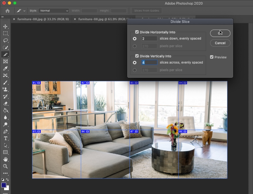 transizione dell'immagine staccata