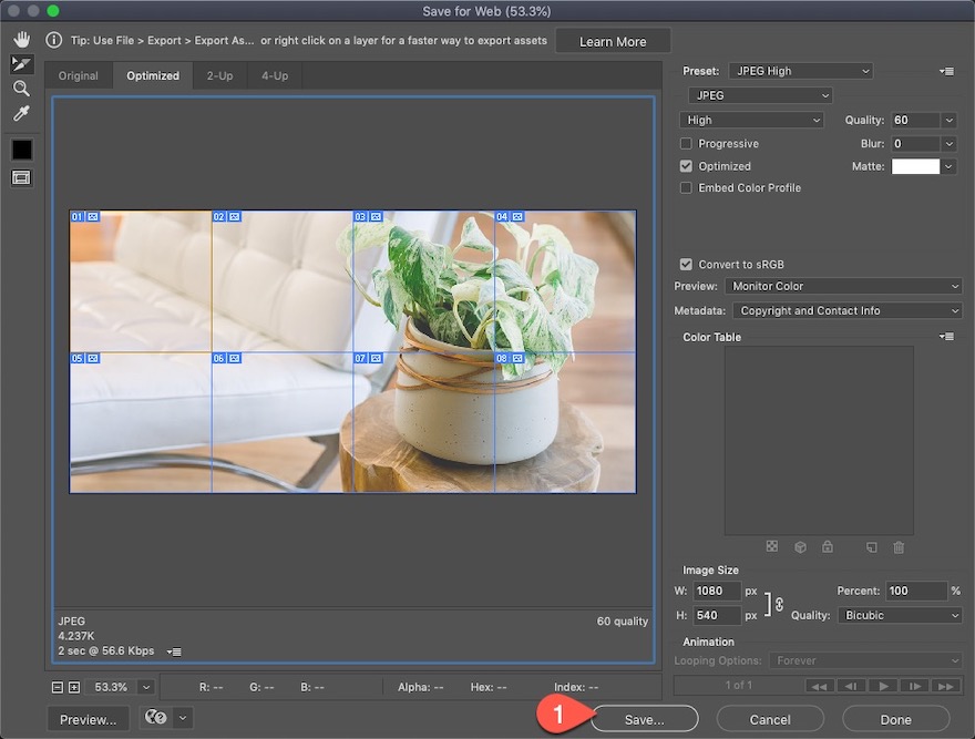 transizione dell'immagine staccata