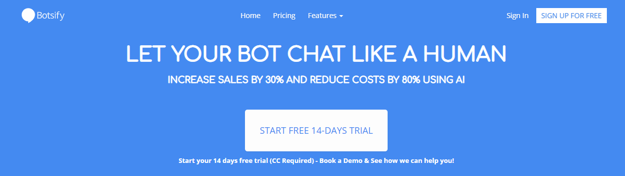 Die Botsify-Homepage.