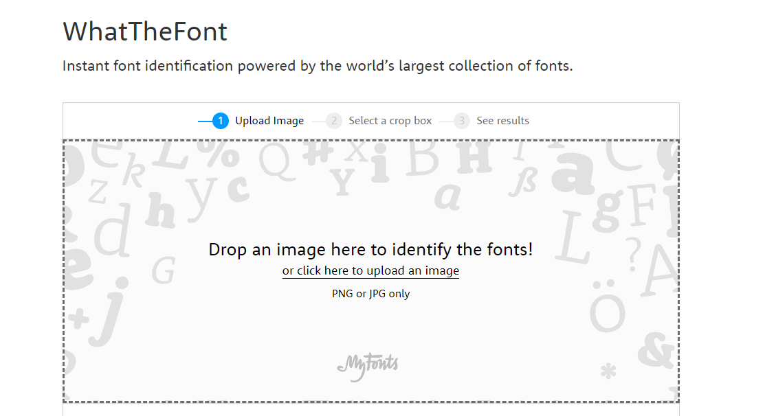 WhatTheFontに画像をアップロードします。