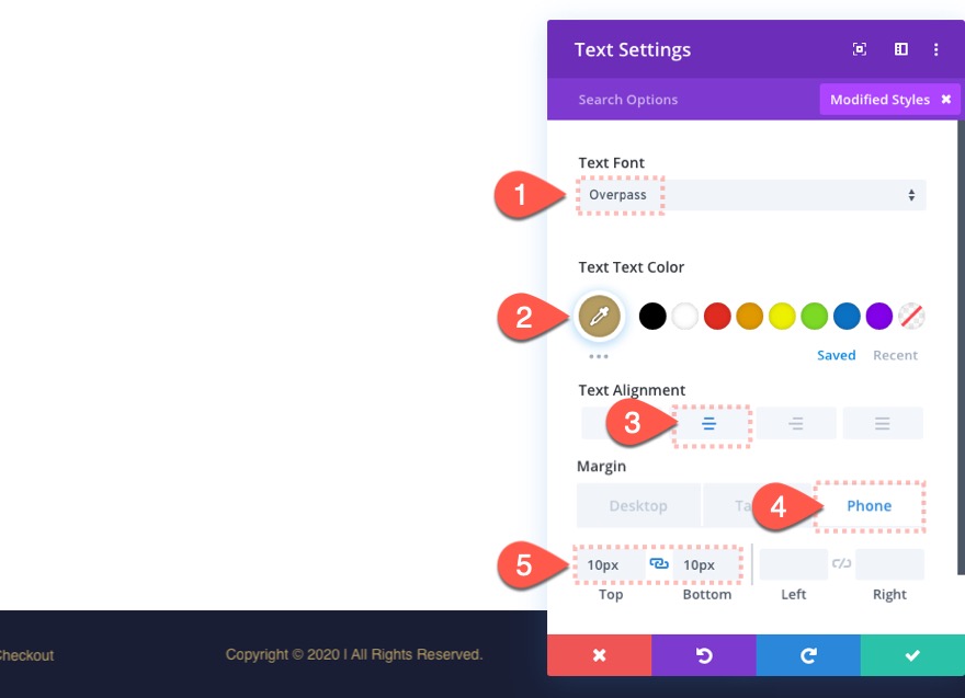 divi feste Fußzeile