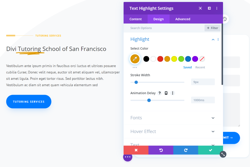 Divi Next Teksty Podświetlenie tekstu