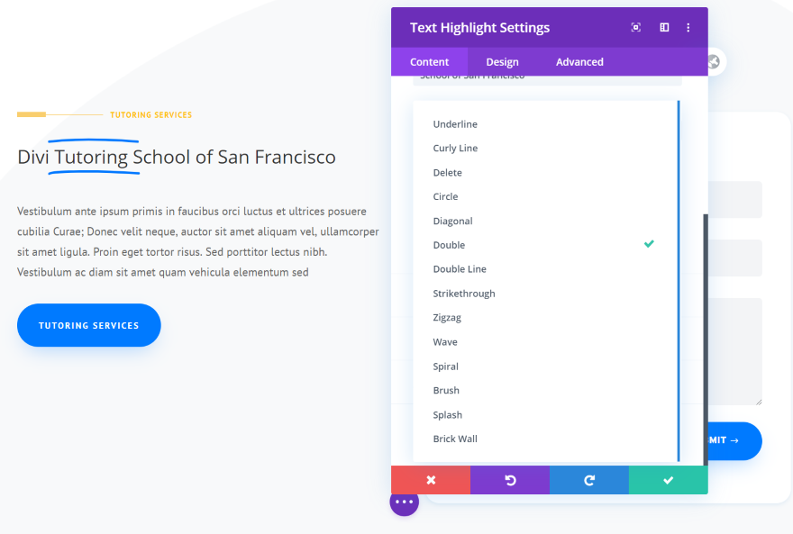 Divi Next Teksty Podświetlenie tekstu