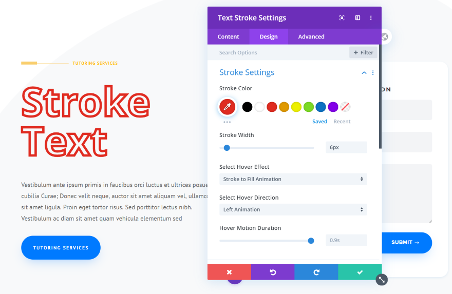 Divi Next Teksty Obrys tekstu