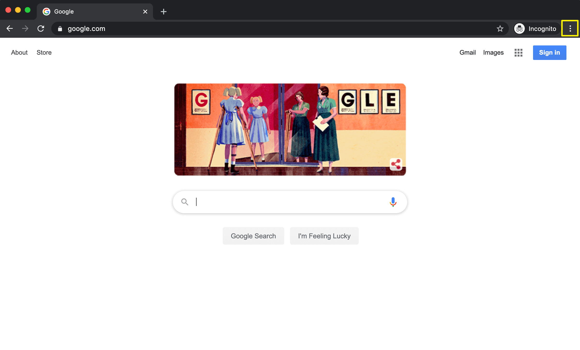 Dostęp do ustawień w Google Chrome.