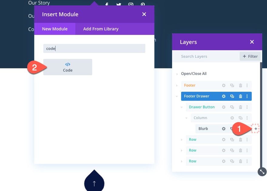 feste Fußzeilenschublade