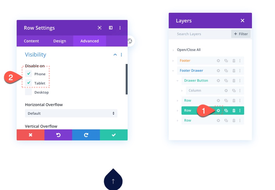 feste Fußzeilenschublade