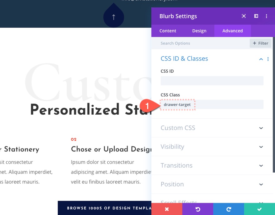 feste Fußzeilenschublade