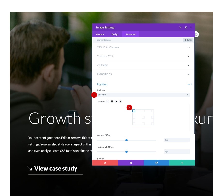 modules d'image en position absolue