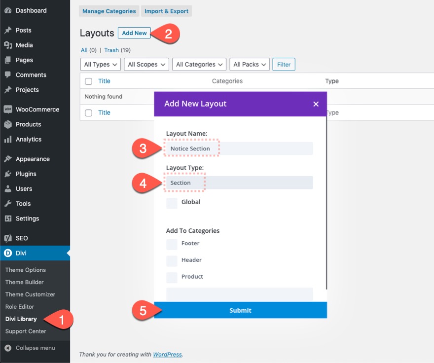 caseta de notificare divi