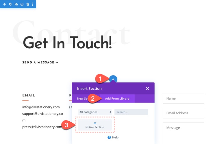 caseta de notificare divi