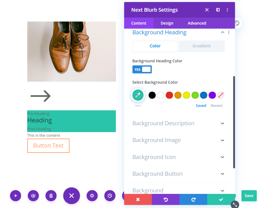 علامة التبويب Divi Next Blurb Content