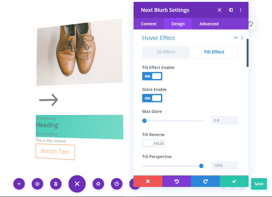 التالي تأثير Blurb Hover