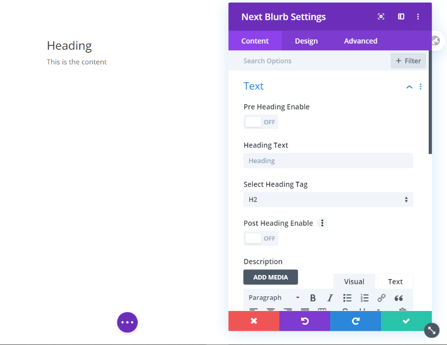 علامة التبويب Divi Next Blurb Content