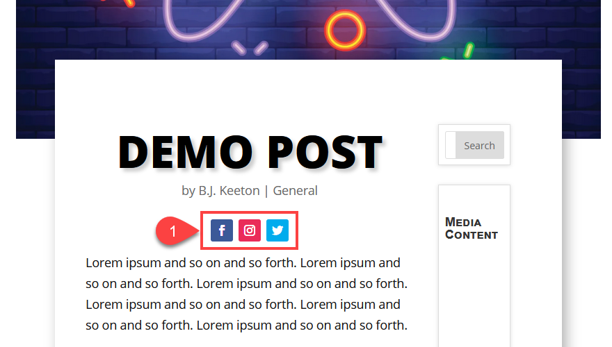 ไอคอนด้านบนเนื้อหาโพสต์