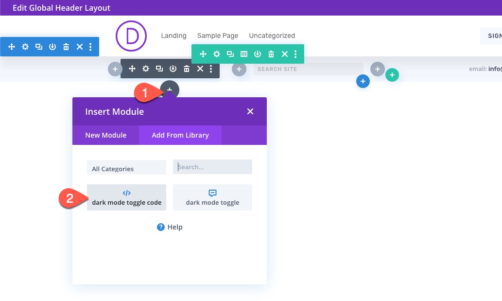 สลับโหมดมืดใน Divi
