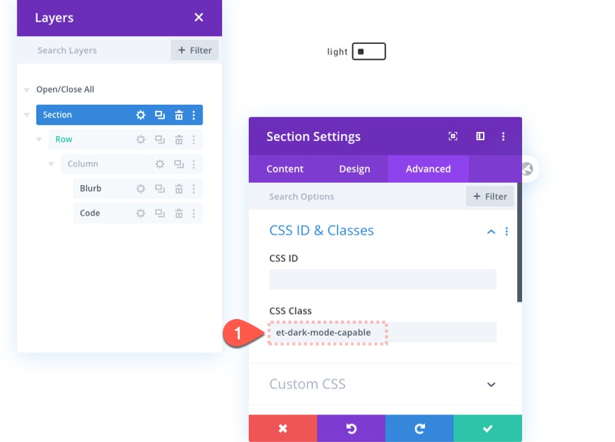 สลับโหมดมืดใน Divi