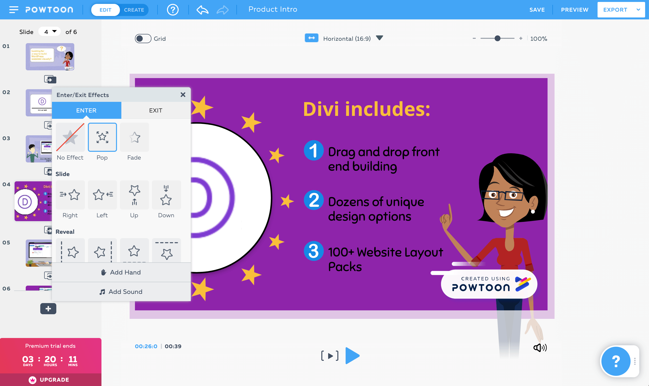 ไลบรารีเอฟเฟกต์ Powtoon