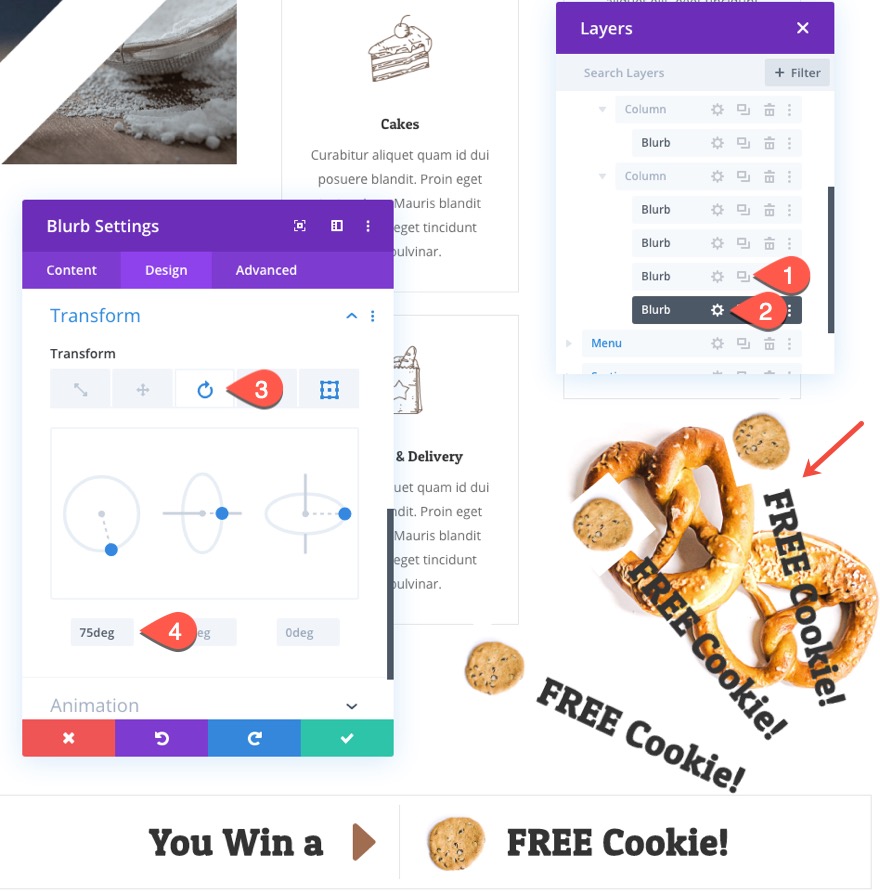 divi 위닝 스핀 스크롤 효과