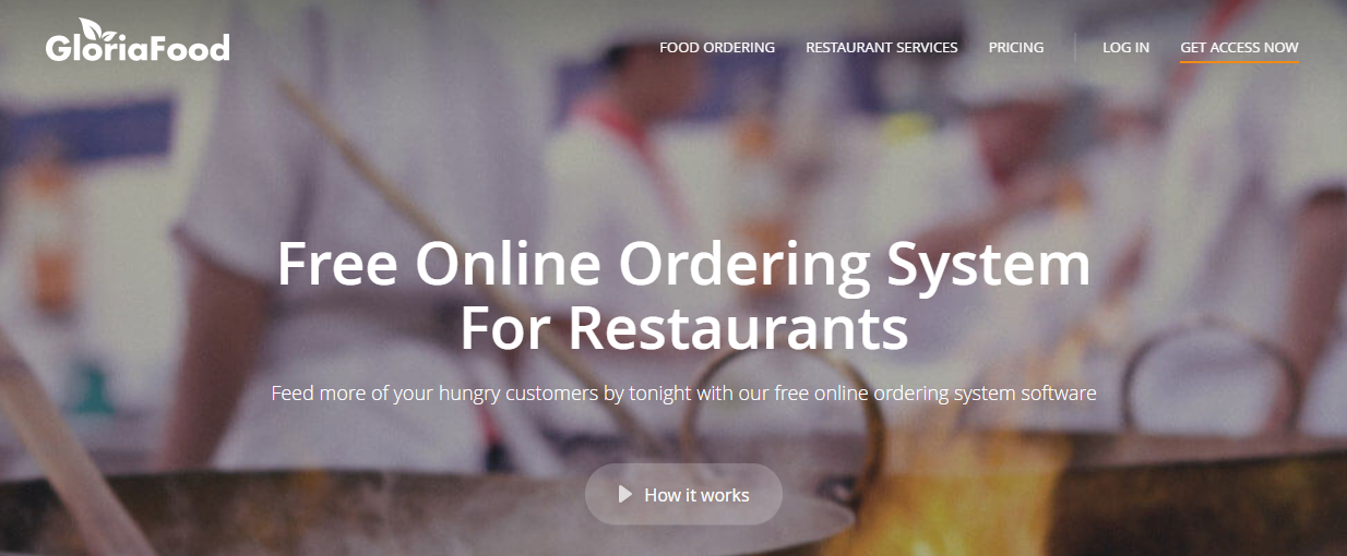 GloriaFood ana sayfası.