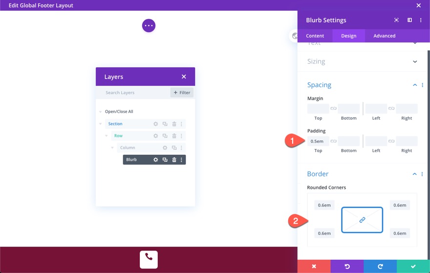 divi mobil iletişim çubuğu