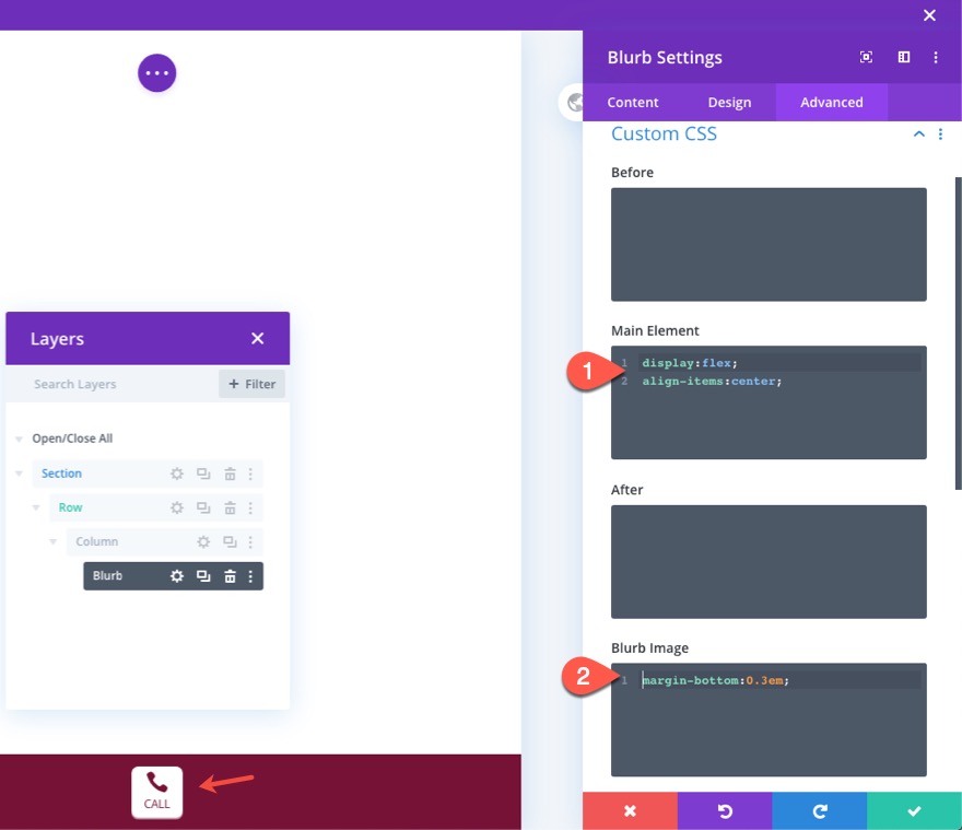 divi mobil iletişim çubuğu