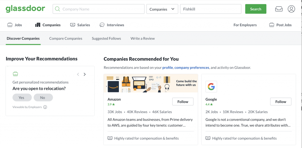 グラスドアのホームページ