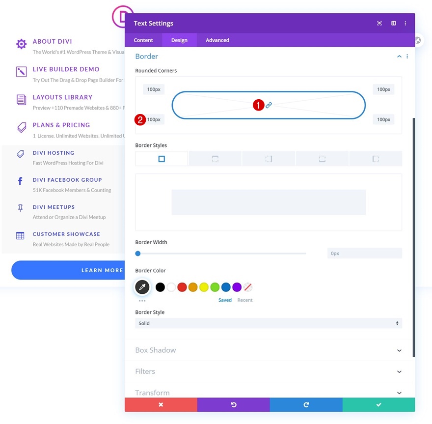 エレガントなテーマのドロップダウンメニュー