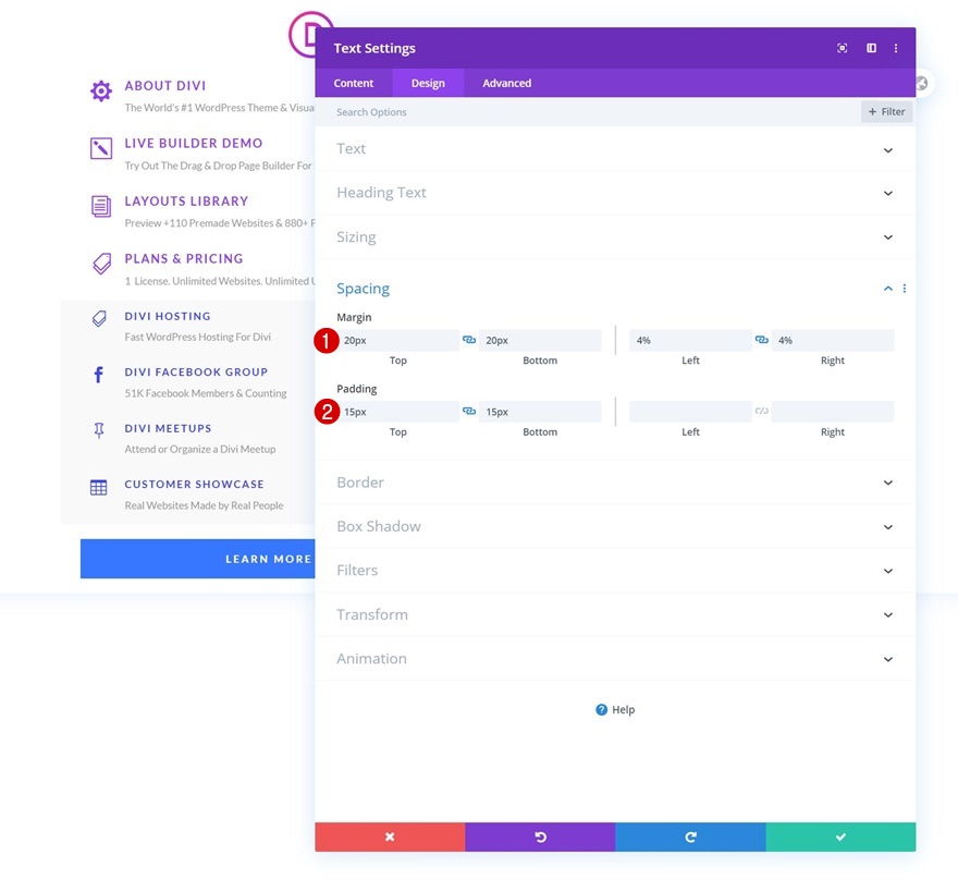 エレガントなテーマのドロップダウンメニュー